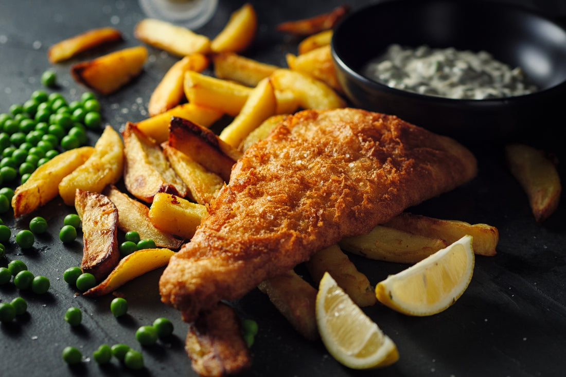 Air Fryer Fish and Chips with Pickle Aioli