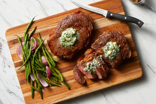 Air Fryer Rib-Eye Steak with Gorgonzola Butter