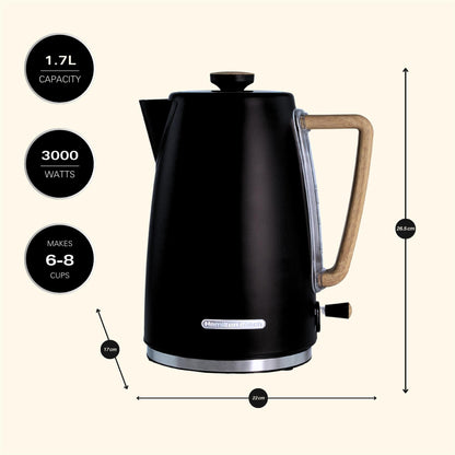 Hamilton Beach Scandi 1.7L Kettle Matte Black with Wood Effect