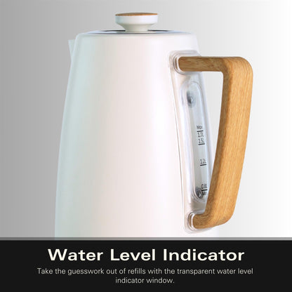 Hamilton Beach Scandi 1.7L Kettle Matte Cream with Wood Effect