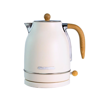 Hamilton Beach Scandi 1.7L Jug Kettle Matte Cream with Wood Effect