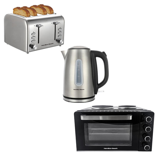 Hamilton Beach Brushed Breakfast & Mini Oven Bundle