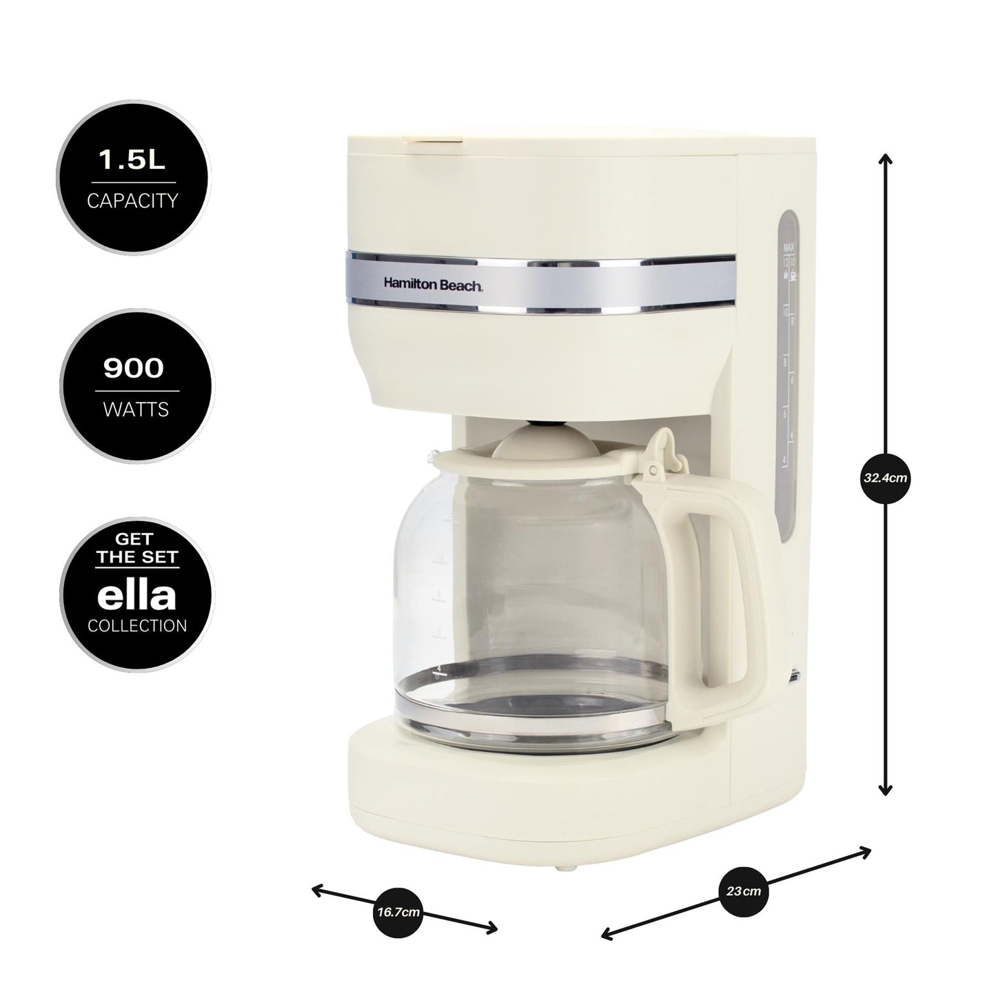 Hamilton Beach Ella 1.5L Matte Latte Filter Coffee Machine