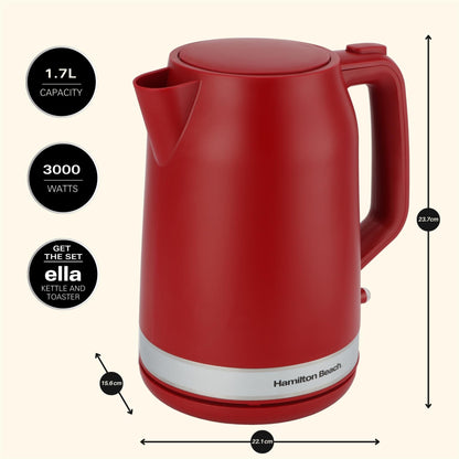 Hamilton Beach Ella 1.7L Matte Red Kettle