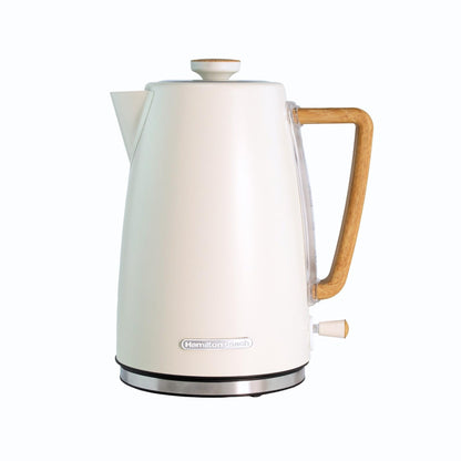 Hamilton Beach Scandi 1.7L Kettle Matte Cream with Wood Effect