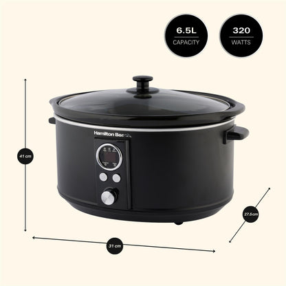 Hamilton Beach 6.5L Digital Oval Slow Cooker Black