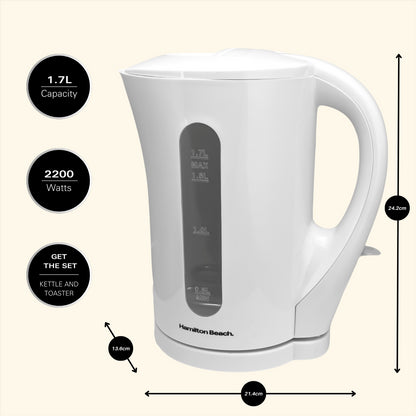 Hamilton Beach Essential 1.7L White Plastic Kettle